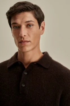 Clearance Brushed Cashmere Silk Long Sleeve Polo Shirt T-Shirts & Polos|Knitwear