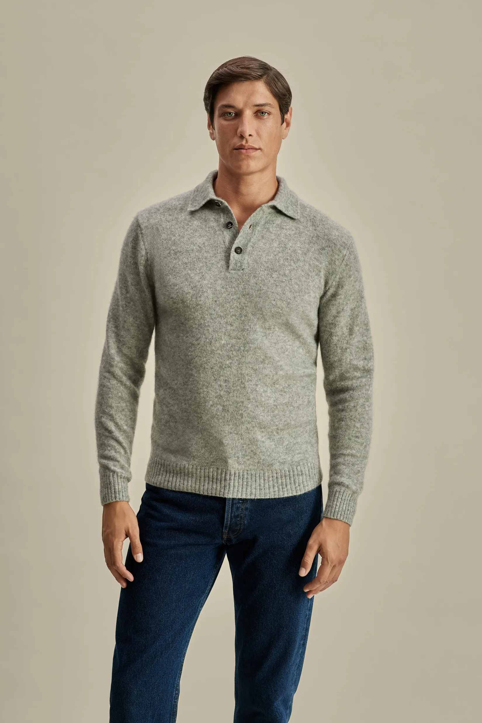 Best Brushed Cashmere Silk Long Sleeve Polo Shirt T-Shirts & Polos|Knitwear