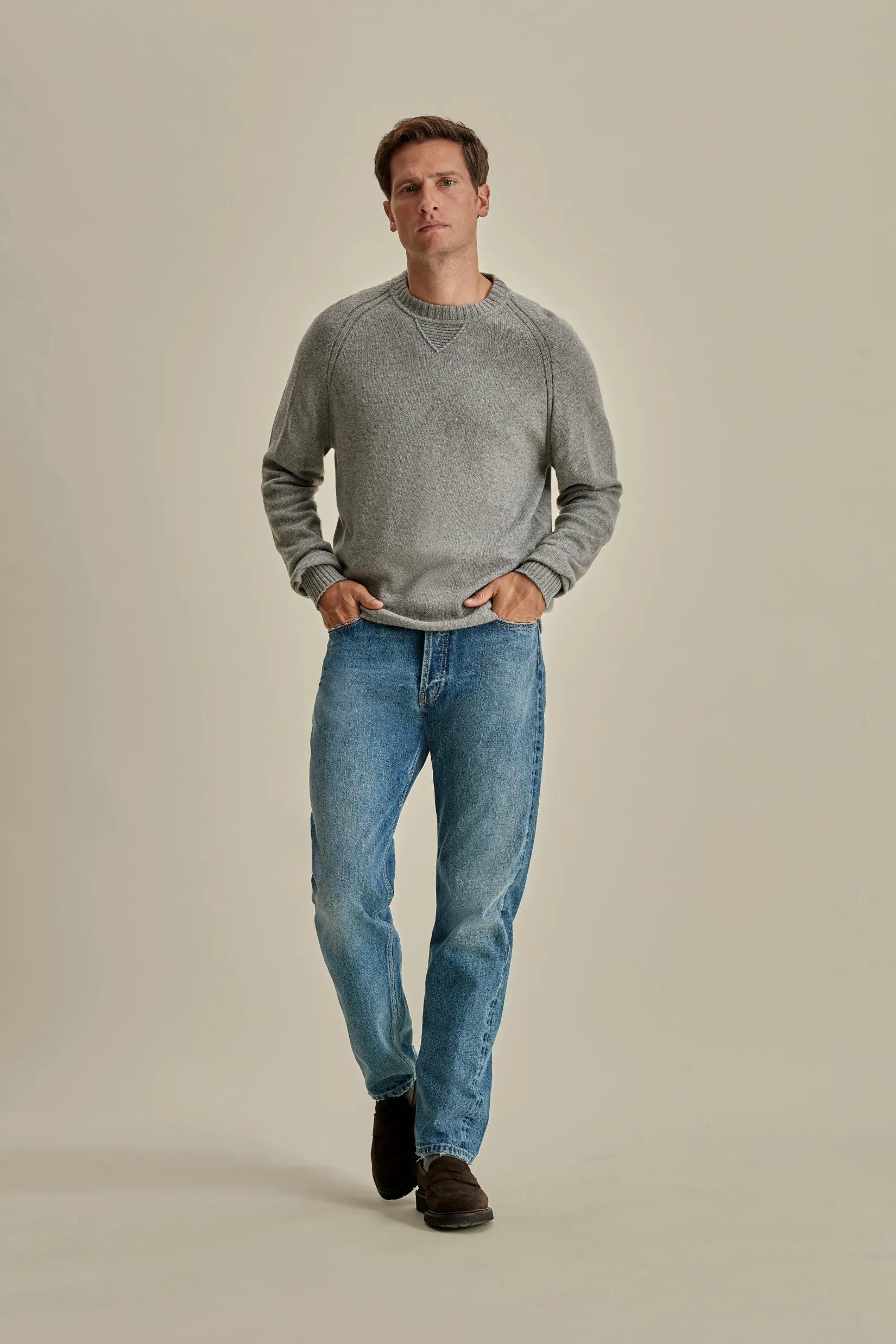 Clearance Cashmere Raglan Crew Neck Sweater Knitwear