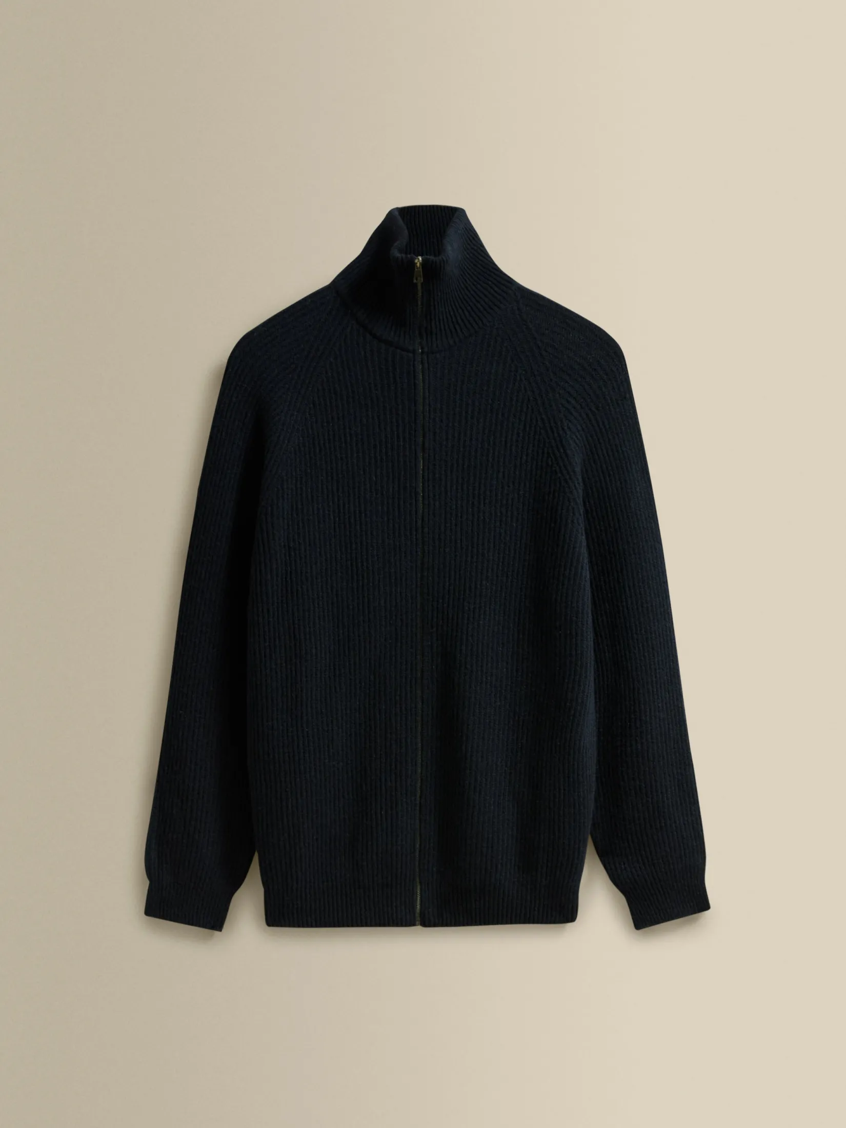 Outlet Cashmere Zip-Through Fisherman Rib Sweater Knitwear