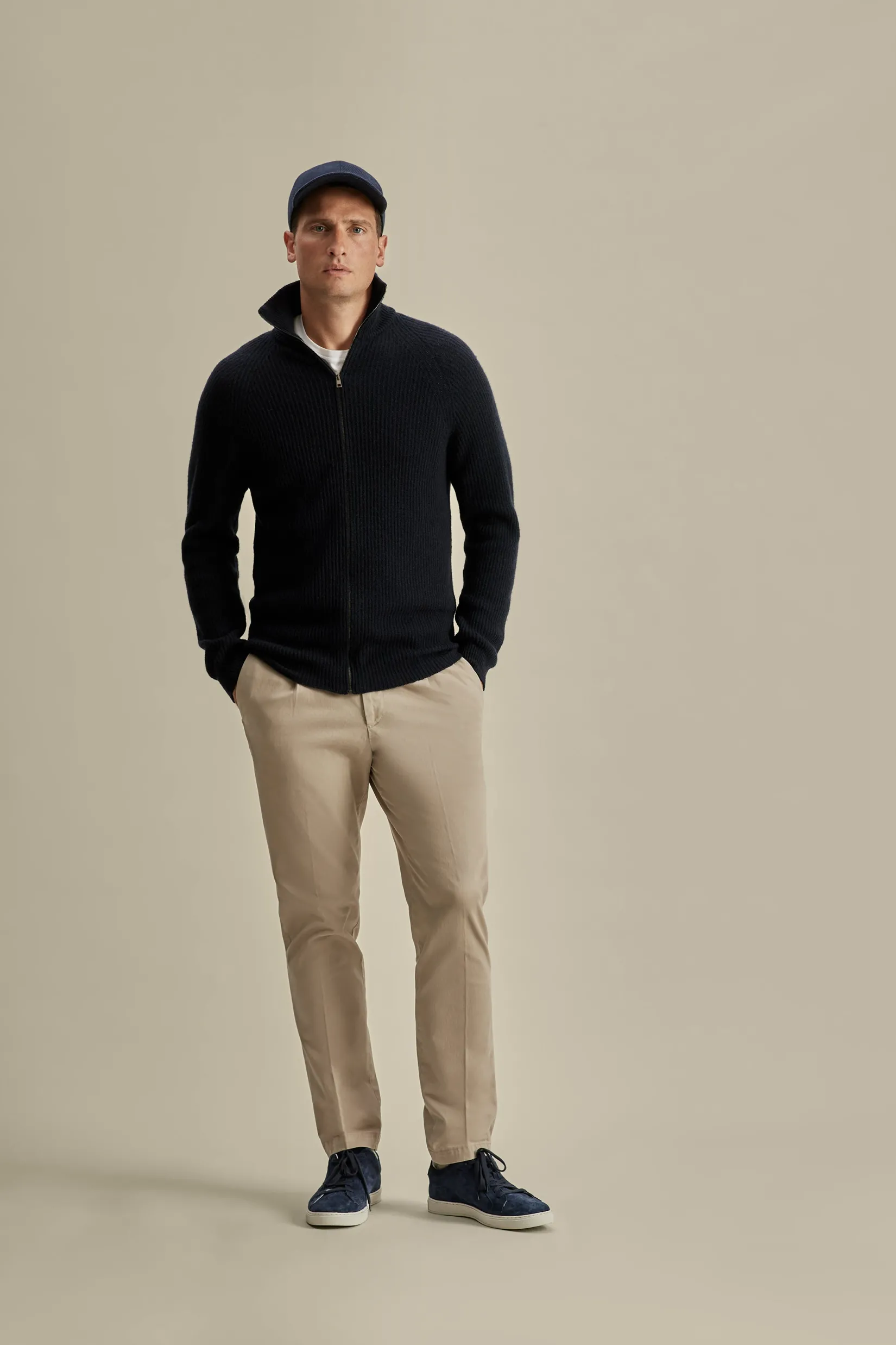 Outlet Cashmere Zip-Through Fisherman Rib Sweater Knitwear