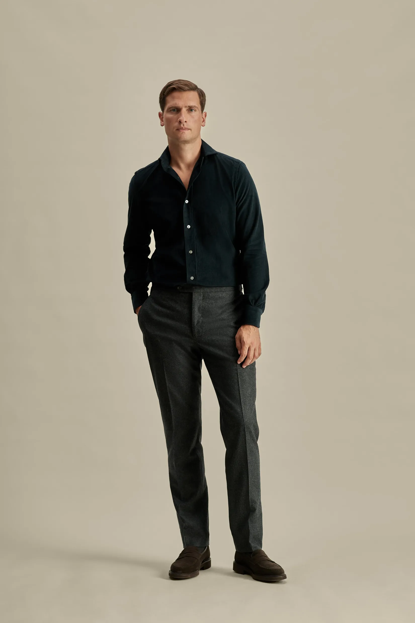 Clearance Corduroy Cutaway Collar Shirt Shirts