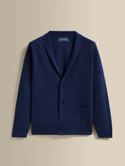 Online Crepe Cotton Single Breasted Knitted Blazer Knitwear