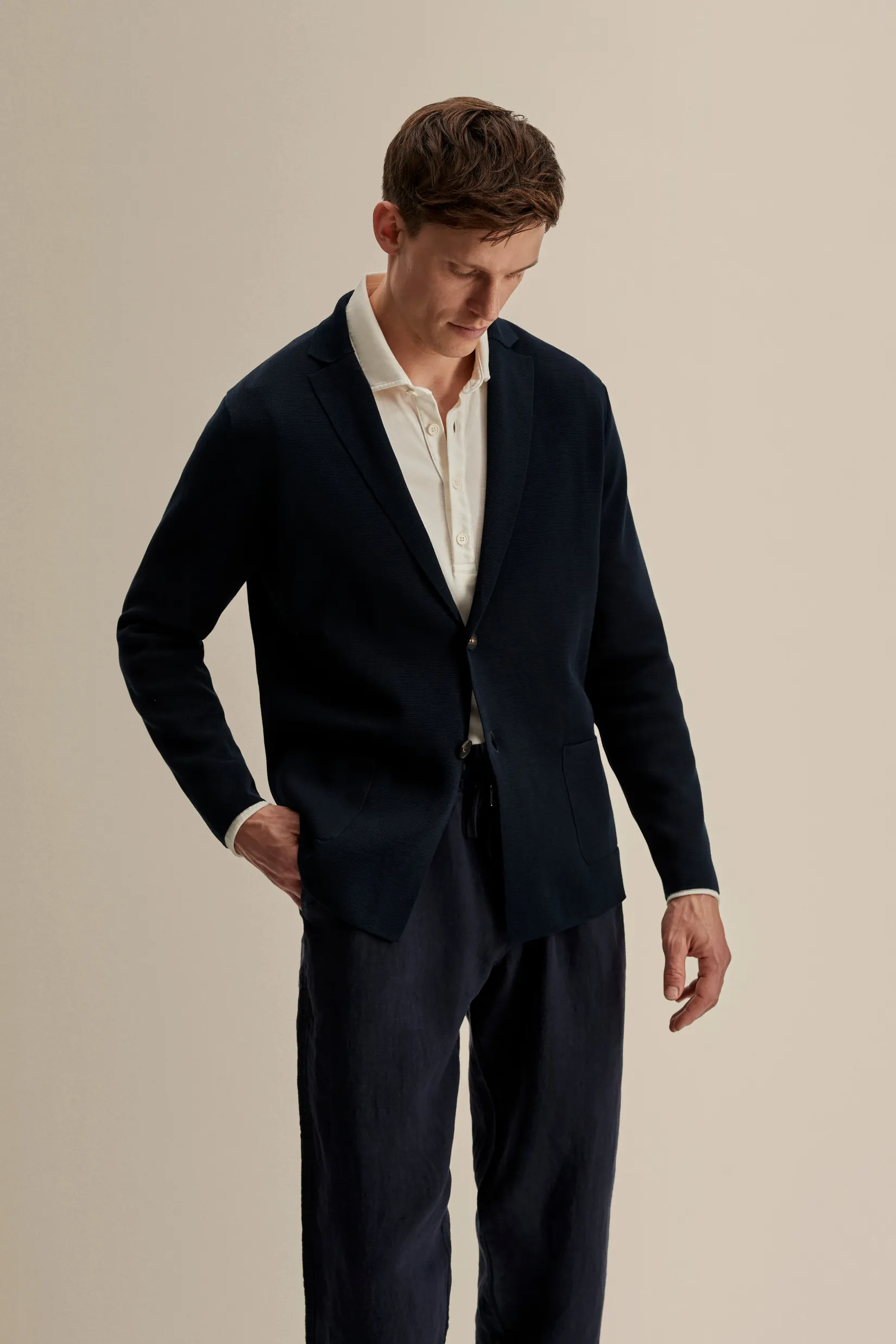 Online Crepe Cotton Single Breasted Knitted Blazer Knitwear
