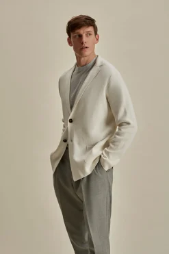 Crepe Cotton Single Breasted Knitted Blazer Knitwear