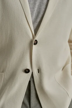 Crepe Cotton Single Breasted Knitted Blazer Knitwear