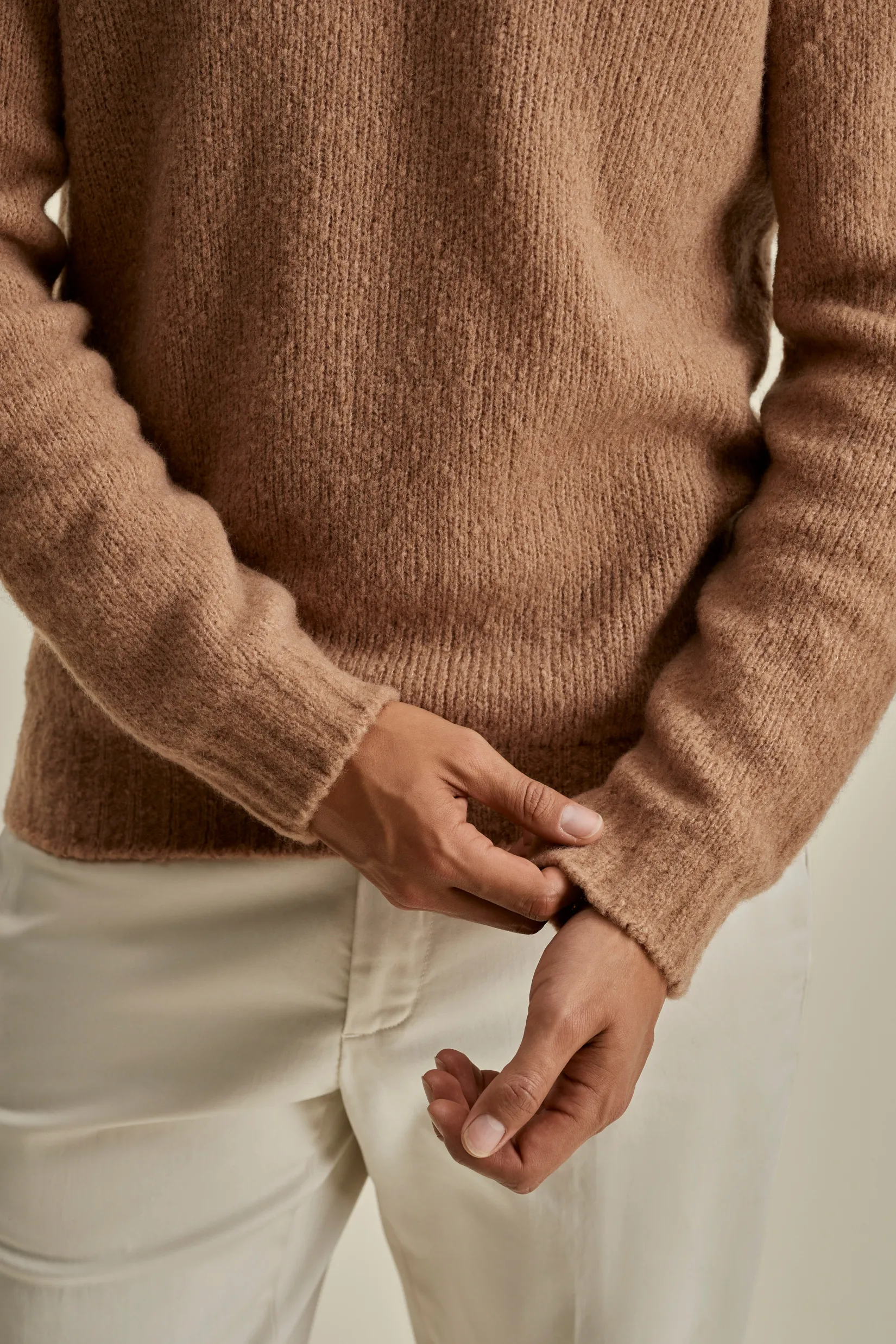 Felted Wool Cashmere Crew Neck Sweater Knitwear