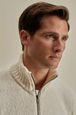 Sale Felted Wool Cashmere Zip-Through Sweater Knitwear