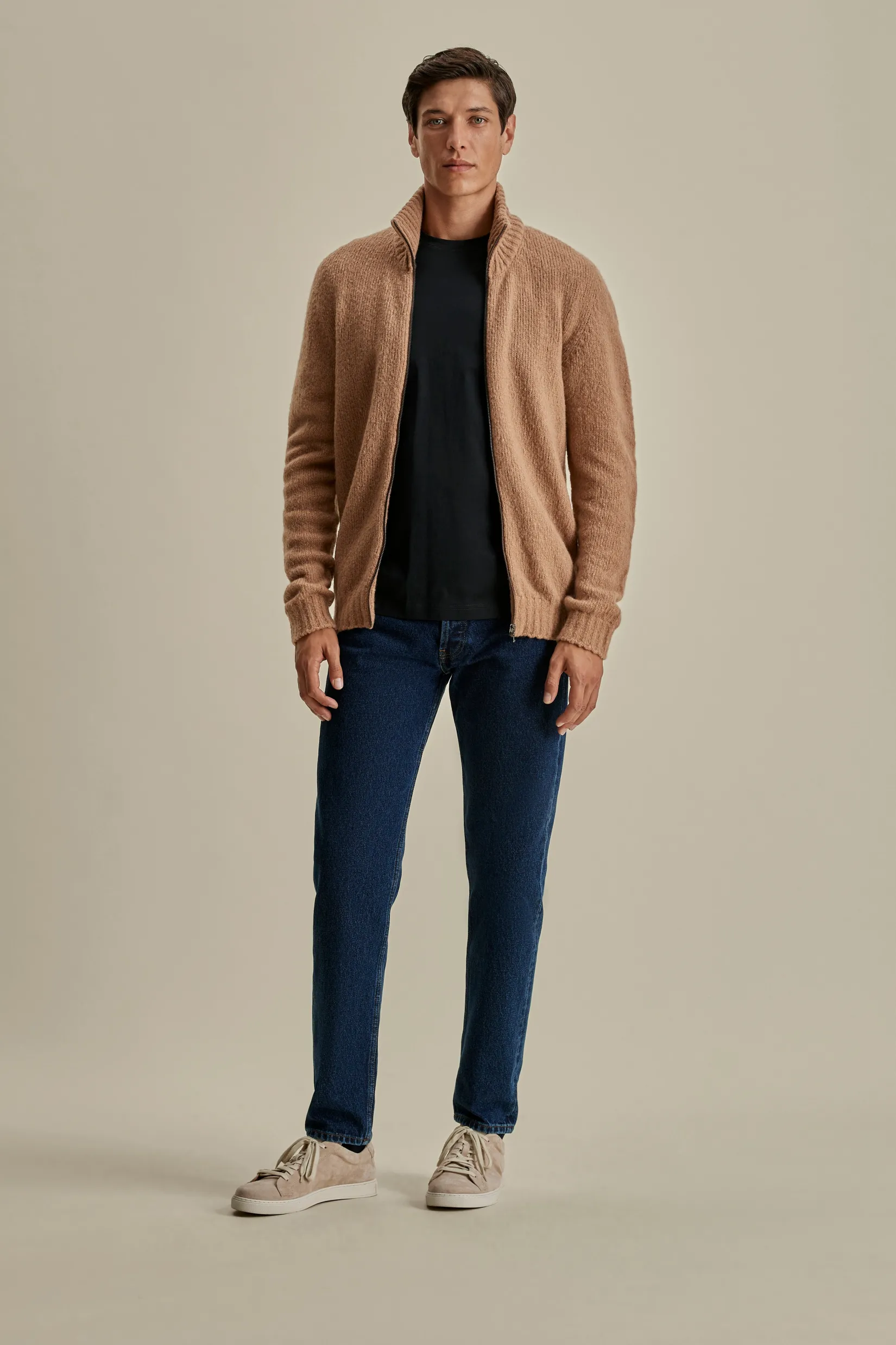 Online Felted Wool Cashmere Zip-Through Sweater Knitwear