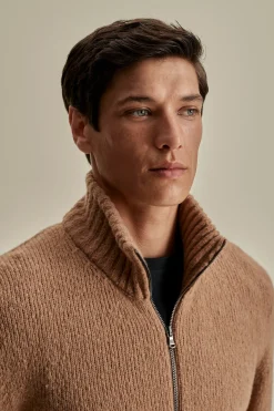 Online Felted Wool Cashmere Zip-Through Sweater Knitwear