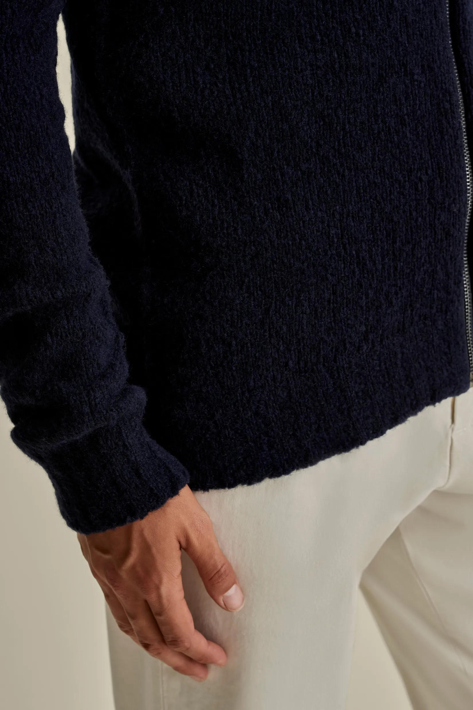 Felted Wool Cashmere Zip-Through Sweater Knitwear