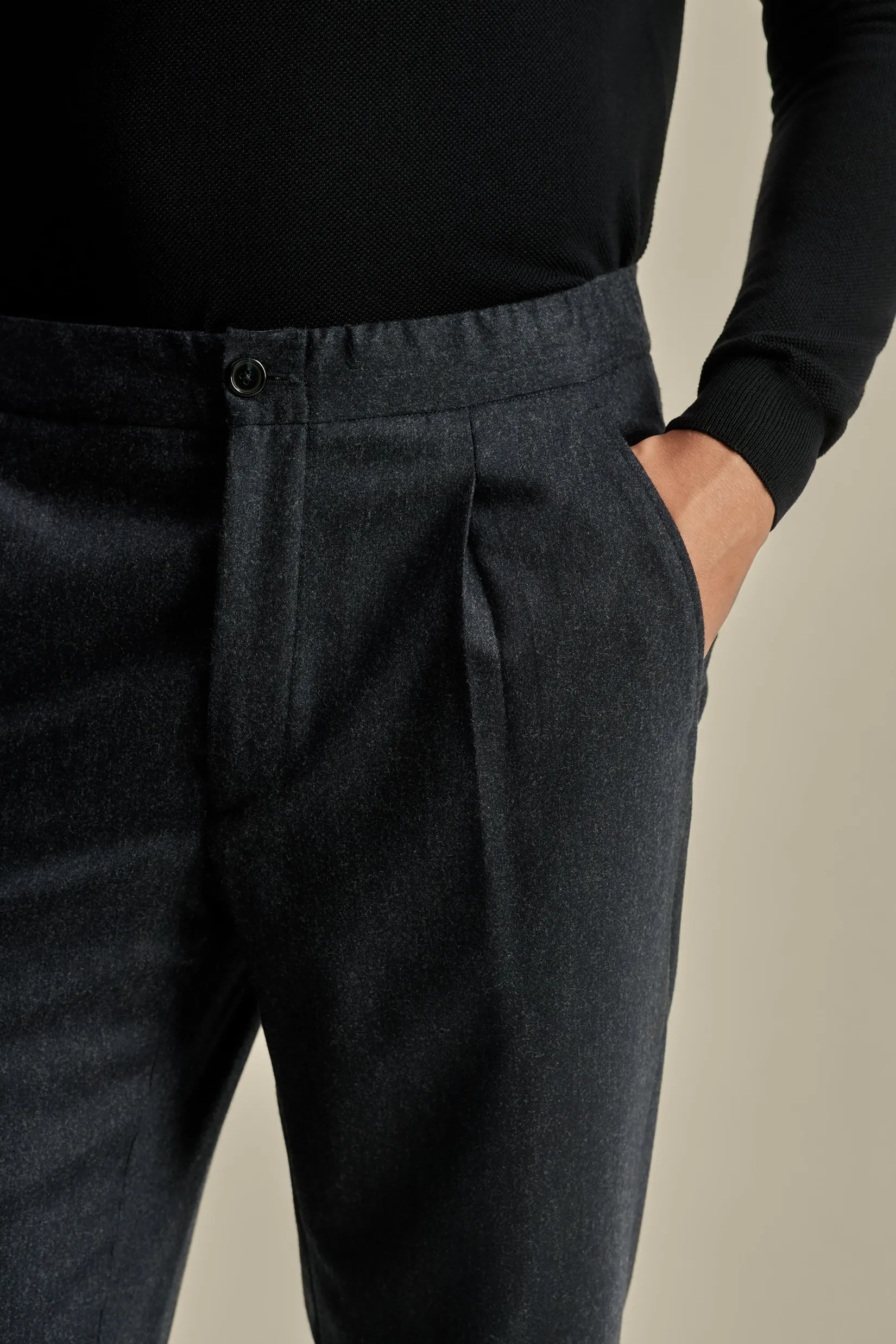 Clearance Flannel Relaxed Tailored Trousers Trousers & Shorts|Tailoring