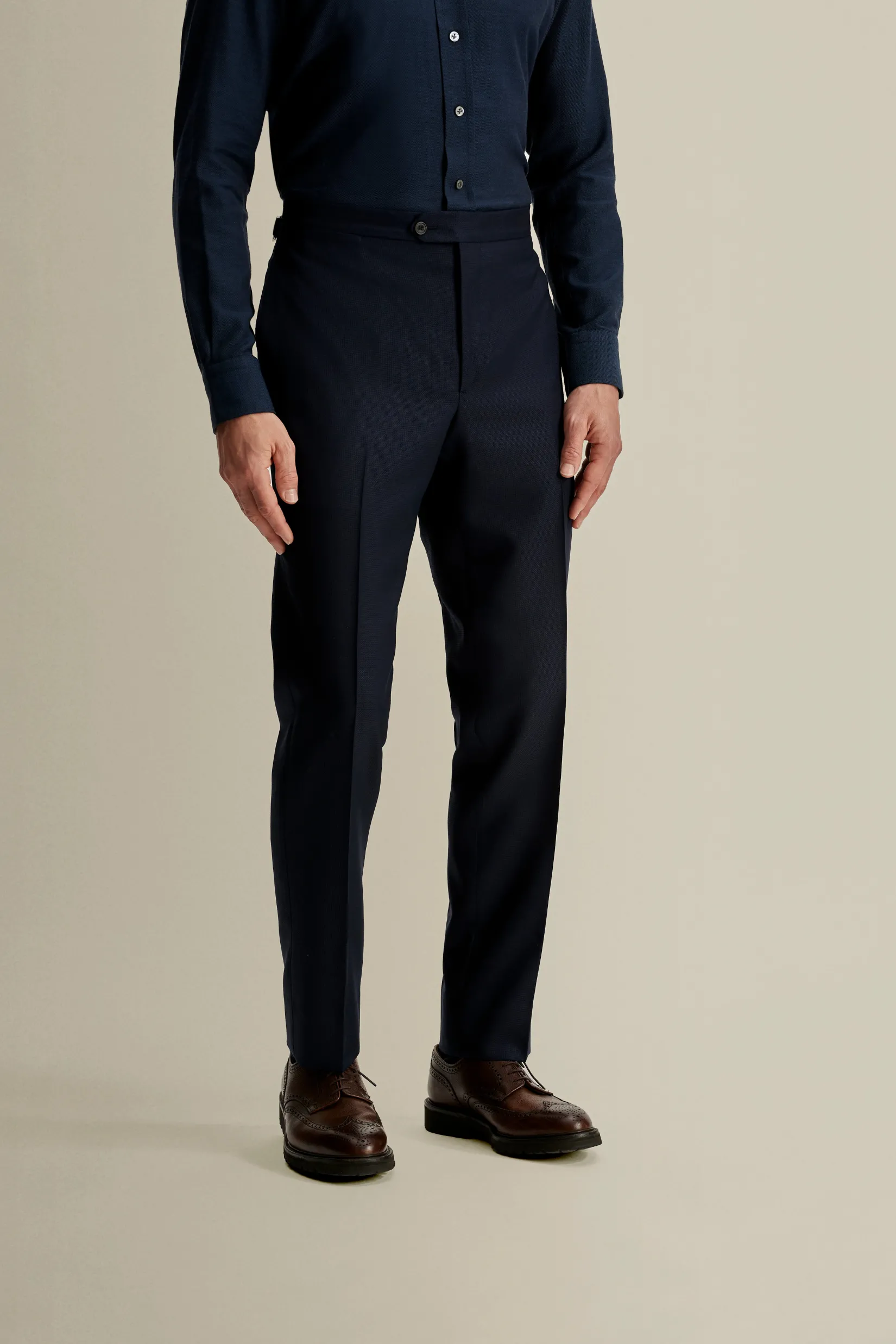 Discount Flat Front Wool Hopsack Trousers Trousers & Shorts|Tailoring