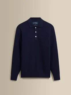 Outlet Japanese Wool Long Sleeve Polo Shirt T-Shirts & Polos