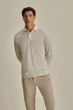 Online Knitted Merino Wool Long Sleeve Polo Shirt T-Shirts & Polos|Knitwear