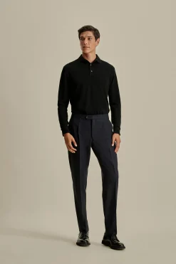 Hot Knitted Merino Wool Long Sleeve Polo Shirt T-Shirts & Polos|Knitwear