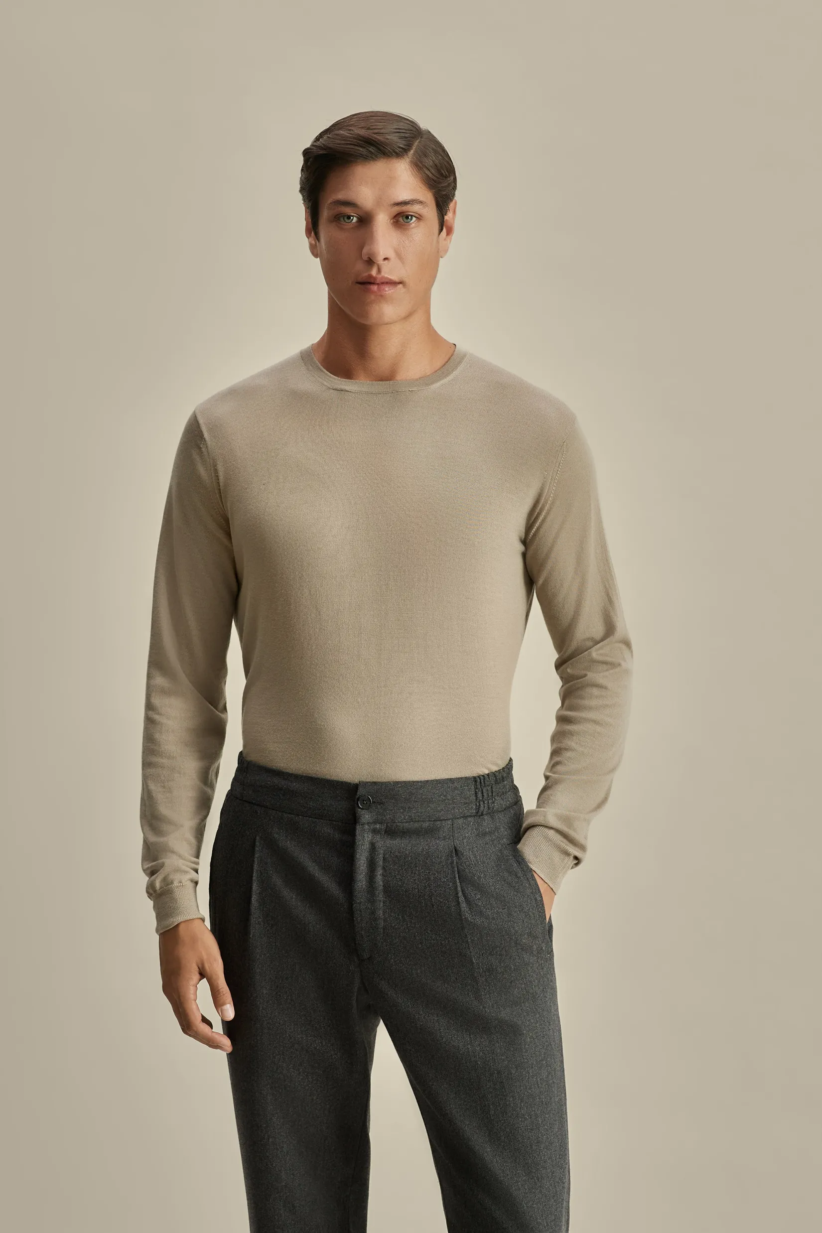 New Merino Wool Extrafine Crew Neck Sweater Knitwear