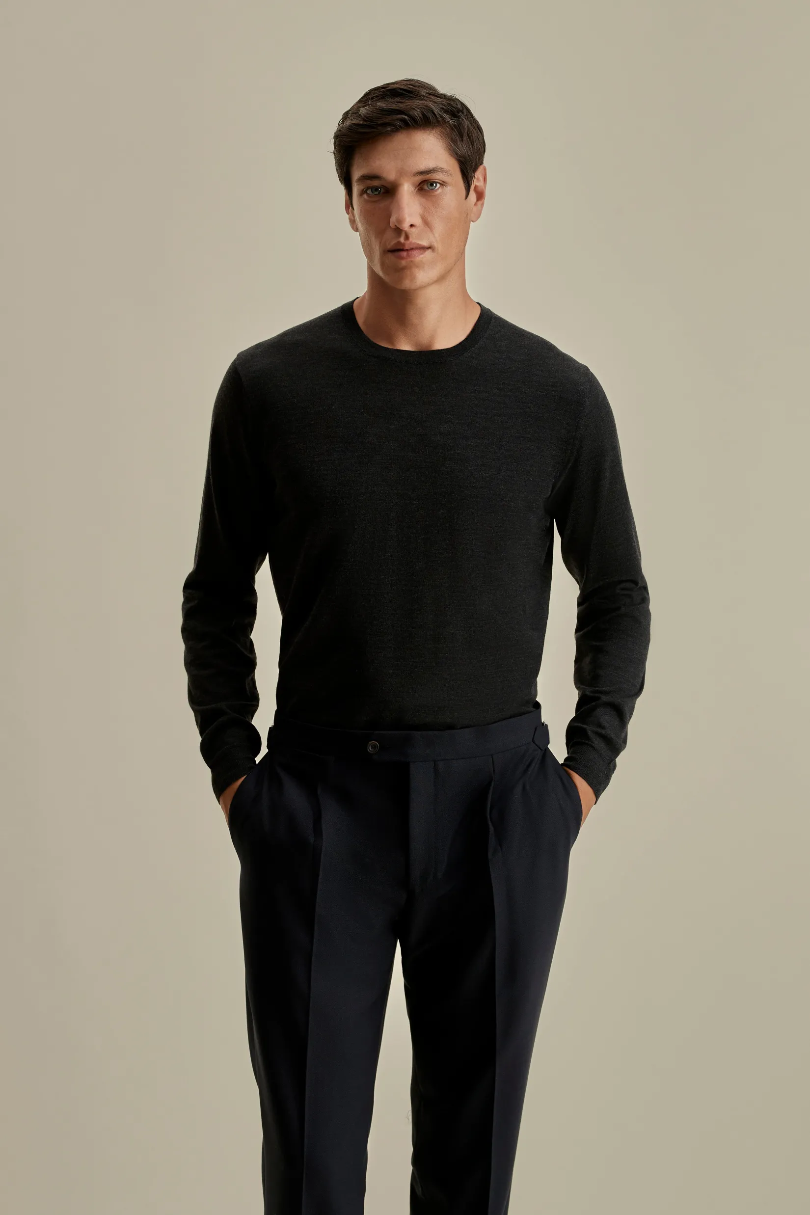 New Merino Wool Extrafine Crew Neck Sweater Knitwear