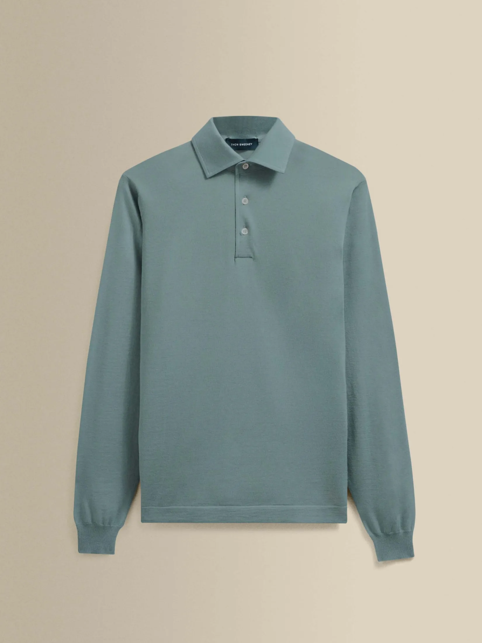 Online Merino Wool Extrafine Long Sleeve Polo Shirt Knitwear