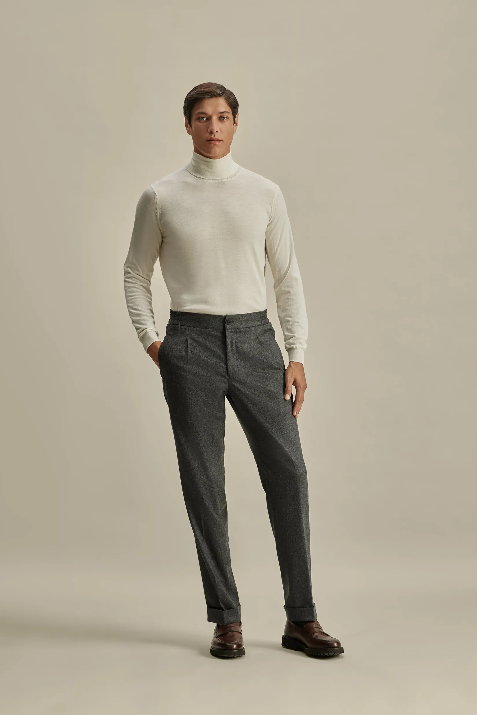 Discount Merino Wool Extrafine Roll Neck Sweater Knitwear