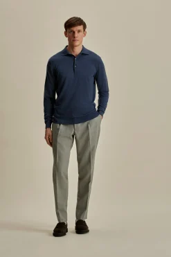 Merino Wool Fine Gauge Long Sleeve Polo Shirt T-Shirts & Polos|Knitwear