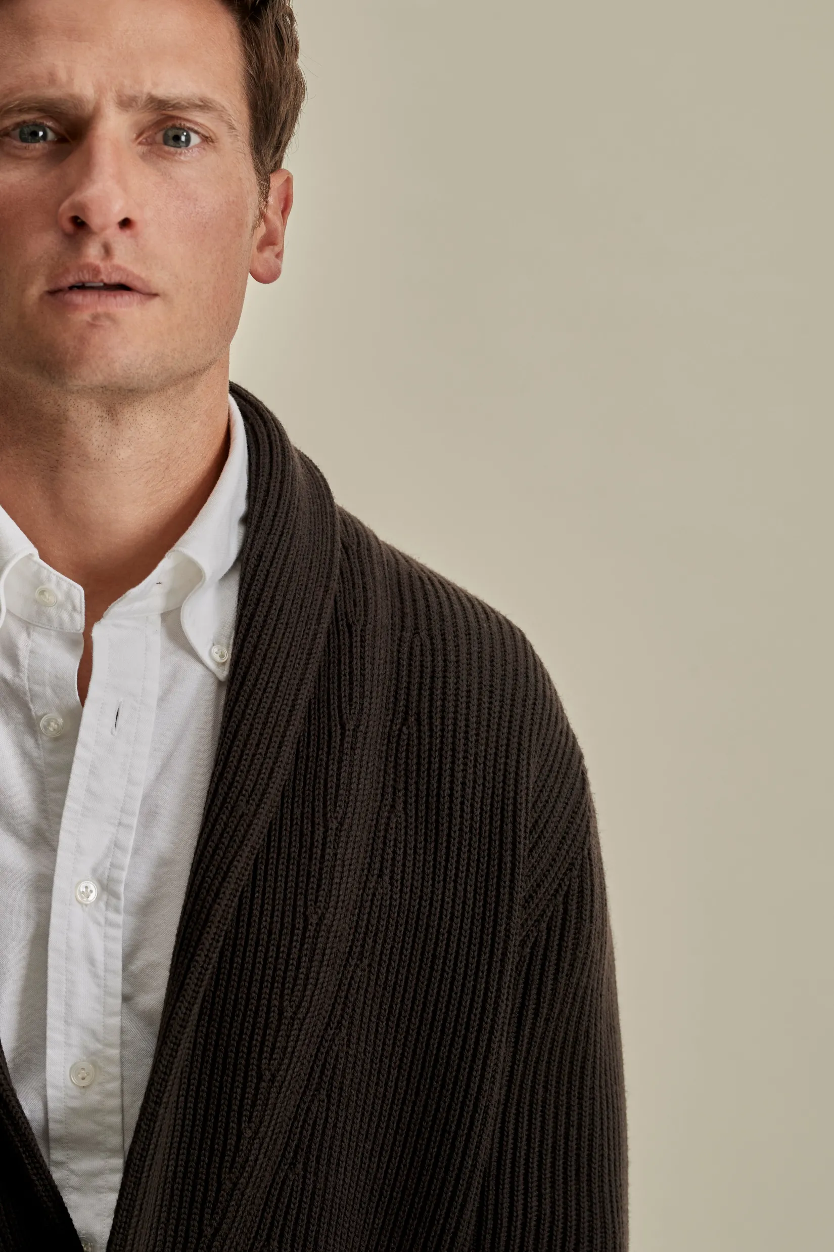 Hot Merino Wool Single Breasted Shawl Cardigan Knitwear