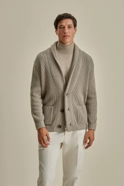 Merino Wool Single Breasted Shawl Cardigan Knitwear