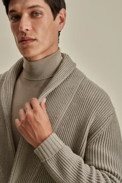 Merino Wool Single Breasted Shawl Cardigan Knitwear