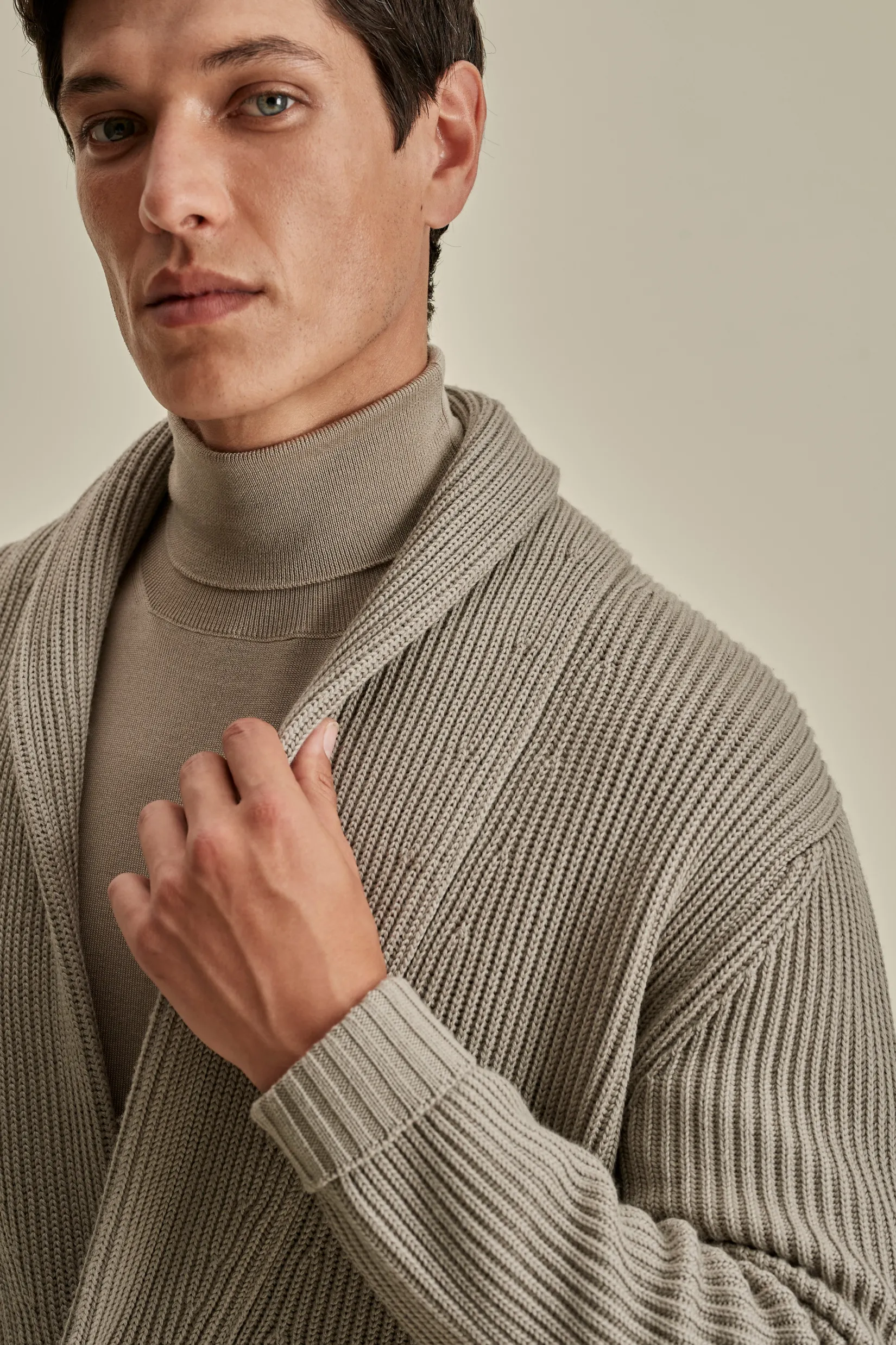 Merino Wool Single Breasted Shawl Cardigan Knitwear
