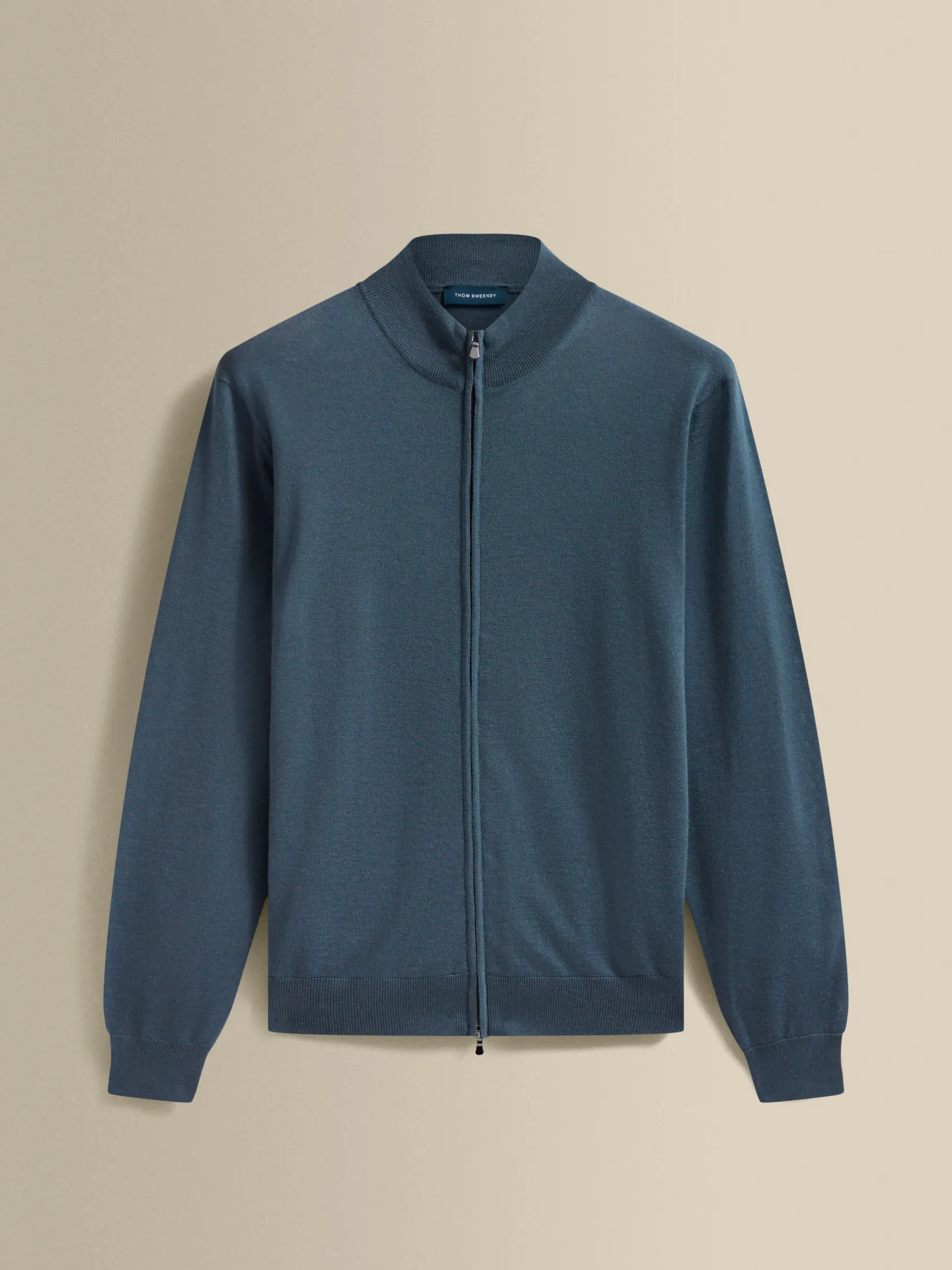 Discount Merino Wool Zip-Through Mock Neck Knit Knitwear