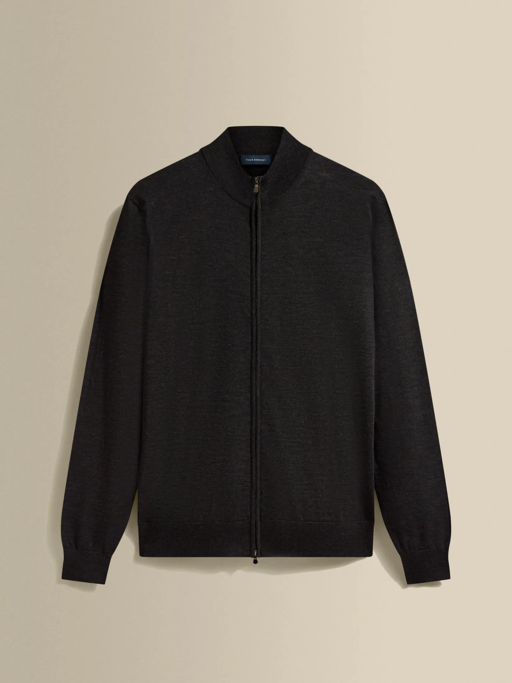 New Merino Wool Zip-Through Mock Neck Knit Knitwear