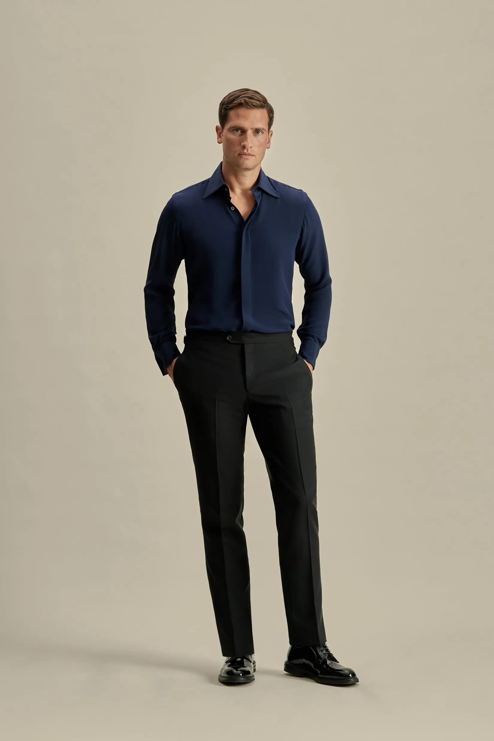 Clearance Silk Lecce Collar Fly Front Shirt Shirts