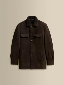 Online Suede Shearling Button Through Jacket Outerwear