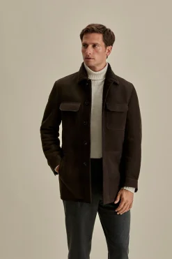 Online Suede Shearling Button Through Jacket Outerwear
