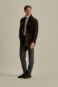 Online Suede Shearling Button Through Jacket Outerwear