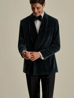 Hot Velvet Double Breasted Shawl Lapel Dinner Jacket Tailoring