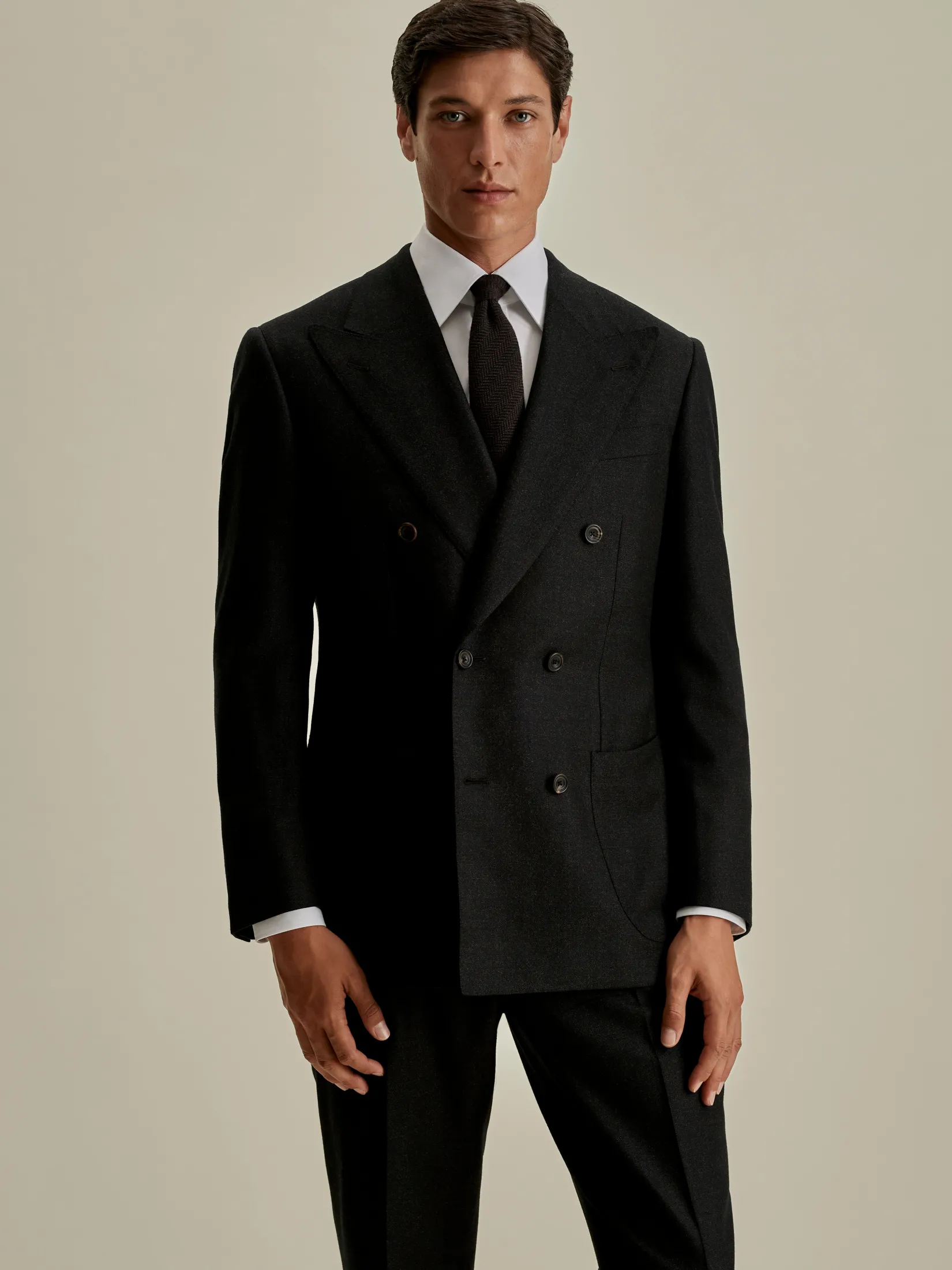 Online Wool Double Breasted Wide Peak Lapel Suit Tailoring